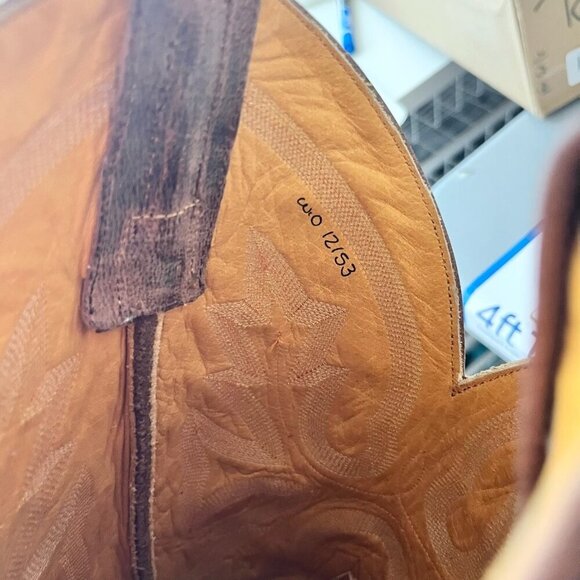 Rod Patrick Mens Cowboy Boots 13.5C Perro Loco Brown Leather Western Square Toe - Picture 10 of 12